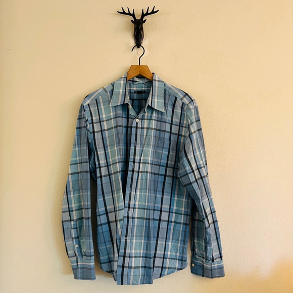 Gap/Old Navy Men's Plaid & Striped Button Uo Shirts Size Large - Set of 4 - Picture 6 of 9